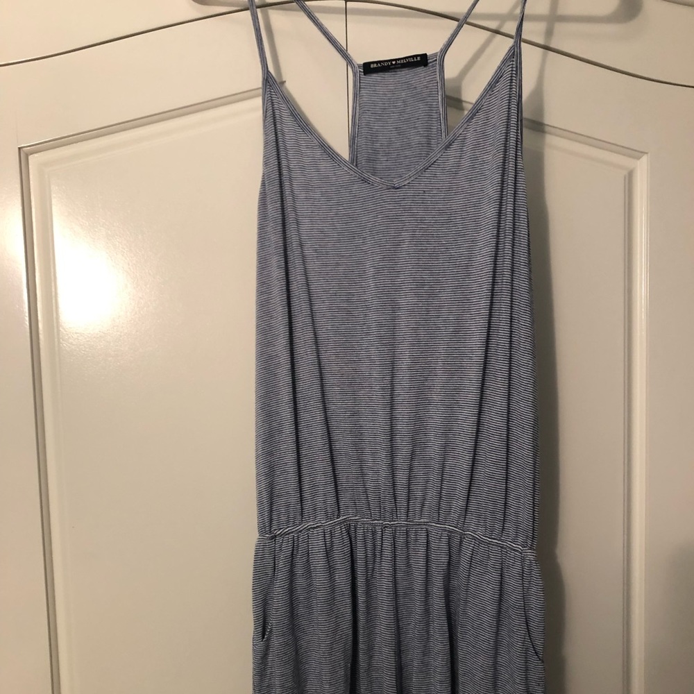 Navy and White Striped Brandy Melville Romper